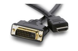 Kabel mit DVI-Stecker (links) und HDMI-Stecker (rechts).
