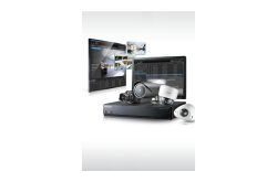 Digitale Überwachungsgeräte mit Monitoren und Überwachungskameras.