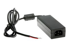 Schwarzes Netzteil mit Kabel und offenem Ende.
