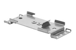 Metallhalterung mit mehreren Befestigungspunkten und Clips.