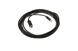 Schwarzes Ethernet-Kabel mit RJ45-Steckern an beiden Enden.