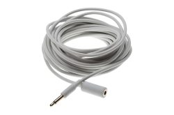 Graues Audiokabel mit 3,5-mm-Stecker.