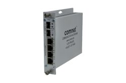 Ein silberner Netzwerk-Switch der Marke Comnet mit mehreren Ethernet-Ports.