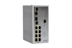 Industrieller Ethernet-Switch von Comnet mit mehreren Netzwerkanschlüssen.