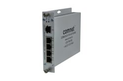 Ein selbstverwalteter Ethernet-Switch von Comnet mit mehreren Netzwerkanschlüssen und Herstellerinformationen auf der Vorderseite.