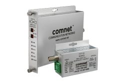 Ein silbernes Kommunikationsgerät von ComNet mit Anschlüssen und LED-Anzeigen.