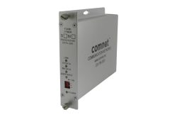 Ein silbernes Kommunikationsnetzwerkgerät mit der Aufschrift "comnet" und technischen Spezifikationen für RS232/422/485-Datenverbindungen.