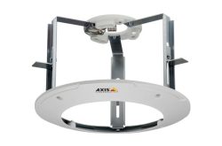 Deckenmontagehalterung einer Überwachungskamera mit dem Logo von Axis Communications.