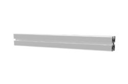Ein Paar graue Metallprofilstreben in horizontaler Ausrichtung.