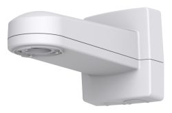 Ein weißer Wandhalter für eine Kamera, mit abgerundetem Design.