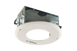 Eine runde weiße Bosch Deckenhalterung mit einem Metallgehäuse.