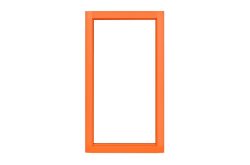 Orange rechteckiger Bilderrahmen mit weißem Hintergrund.