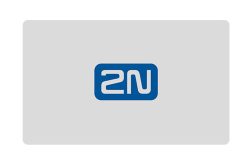 Eine graue Karte mit einem blauen Logo, das die Buchstaben "2N" zeigt.