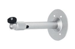 Wandhalterung aus Metall mit runder Grundplatte und verstellbarem Arm.