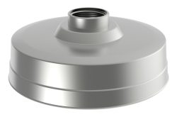 Silbernes, zylindrisches Metallteil mit Gewinde an der Oberseite.