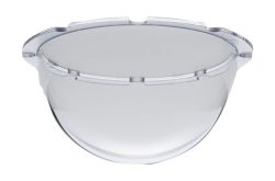 Ein transparenter, halbrunder Kunststoffdeckel.