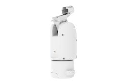 Weißer Sicherheitsroboter, seitlicher Blick, in modernem Design.