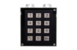 Eine numerische Tastatur mit Tasten von 0 bis 9 sowie Anruf- und Schlüsselsymbolen.