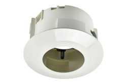 Einbaulautsprecher mit weißem Gehäuse und rundem Design.