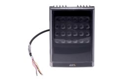 Ein schwarzes elektronisches Gerät mit mehreren sichtbaren Kabeln auf der linken Seite.