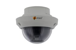 Dome-Kamera mit eneo-Logo auf weißem Hintergrund.