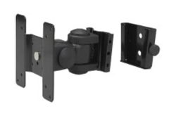 Schwarze Wandhalterung für Monitor, mit abnehmbarer Platte und Schwenkgelenk.