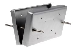 Metallische Vorrichtung mit zwei parallelen Platten, die durch Schrauben verbunden sind.