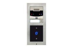 Intercom-System mit Bluetooth-Funktion in einem Edelstahlrahmen.