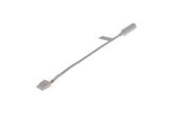Weißes Kabel mit einem Anschlussstecker und einem zylindrischen Gehäuse am anderen Ende.