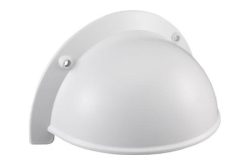 Weiße Wandlampe mit halbkugelförmigem Design.