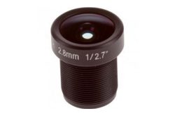 Eine Kameraobjektivlinse mit der Aufschrift "2.8mm 1/2.7".