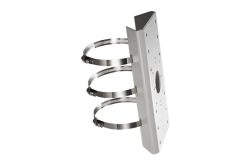 Metallhalterung mit drei Schlauchschellen, geeignet zur Wandmontage.