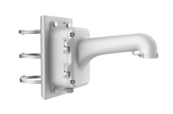 Wandhalterung mit gebogenem Arm und Befestigungsschlaufen.