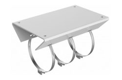 Metallplattform mit drei verstellbaren Metallschellen.