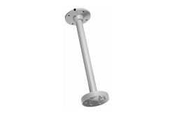 Ein silberfarbener Deckenträger für einen Discokugel-Motor mit runder Basis und einem langen, zylindrischen Schaft.