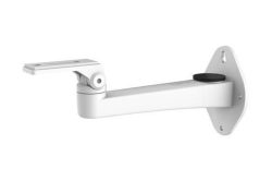 Weiße Wandhalterung mit verstellbarem Arm.