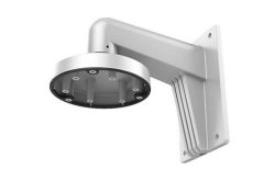 Weiße Wandhalterung für eine Kamera, rundes Design mit mehreren Befestigungspunkten.