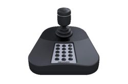 Ein schwarzer Joystick mit Tastenfeld, geeignet für die Steuerung von Überwachungskameras.