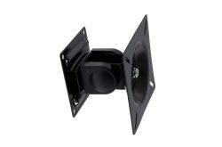 Schwarze Monitorhalterung mit VESA-Befestigungsmuster.