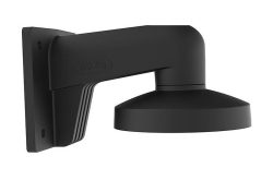Eine schwarze Wandhalterung für eine Kamera oder ein ähnliches Gerät, mit einer Kapazität von maximal 3 kg.