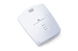 Weißes elektronisches Gerät mit dem Label "2N" und mehreren Symbolen auf der Vorderseite.