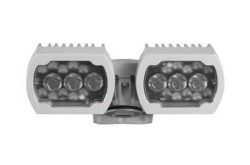 Zwei LED-Leuchten mit rechteckigen Gehäusen, nebeneinander montiert.