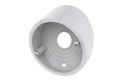 Grau-weißer, zylindrischer Adapter oder Halter mit rundem Loch in der Mitte, geeignet zur Wandmontage.