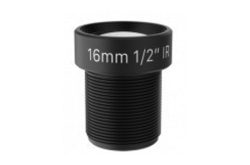Ein schwarzes Objektiv mit der Aufschrift "16mm 1/2'' IR".