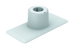 Ein weißer, rechteckiger Plastiksockel mit einer kreisförmigen Öffnung in der Mitte.