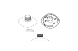Technische Zeichnung eines Bauteils mit NPT-Gewinden, Kennzeichnung zur Abdeckung aller Gewinde, unterschiedliche Perspektivenansichten.