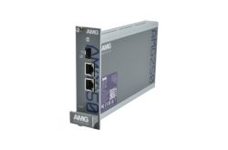 Navigationsgerät AMG250 mit zwei Ethernet-Anschlüssen und einem SFP-Port, silbernes Gehäuse.