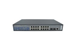 Ein Netzwerk-Switch mit mehreren Ethernet-Ports der Marke AMG, Modell AMG510, auf weißem Hintergrund.