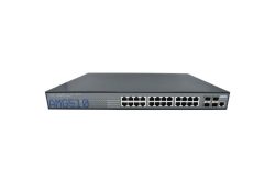 Ein schwarzer Netzwerk-Switch mit mehreren Ethernet-Ports auf der Vorderseite, Modell AMG510.