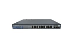 Ein schwarzer Netzwerkswitch mit der Bezeichnung AMG510, vorne mit mehreren Ethernet-Ports.